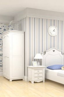 Provence tarzında beyaz-mavi çocuk odası