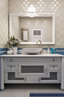 Provence tarzı beyaz lavabo dolabı