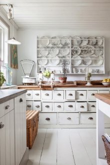 Kahverengi ve beyaz shabby chic mutfak