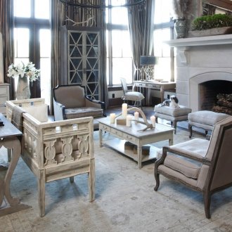 Gri ve beyaz shabby chic oturma odası