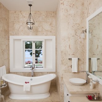 Bej ve Beyaz Shabby Chic Banyo