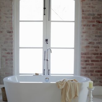 Shabby Chic Tuğla Duvar Banyo