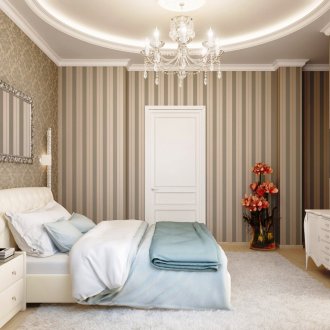 Weiße Polstermöbel im Schlafzimmer im klassischen Stil