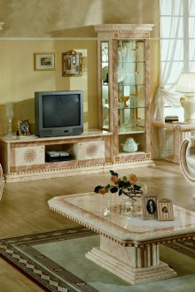Weißgoldene Polstermöbel in einem klassischen Wohnzimmer