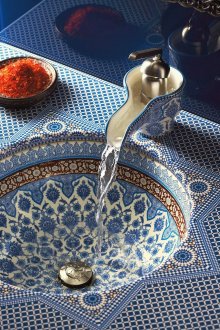 Top bagno orientale blu e bianco