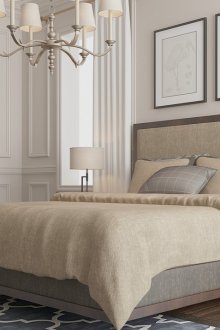 Beige bedding in the bedroom