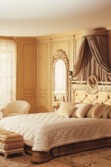 Beige Brown Canopy Bedroom