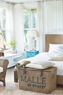 Beige wicker furniture in the bedroom