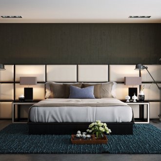 Beige panels in the bedroom