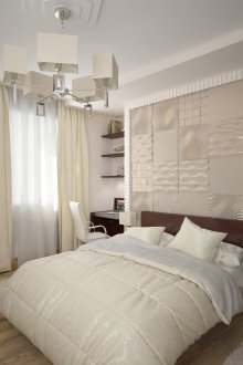 Beige textile in a bright bedroom