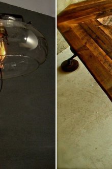 Steampunk duvar lambası ve masa