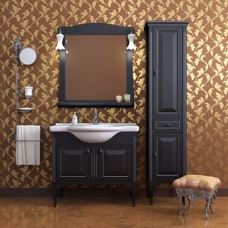 Siyah dolap ve banyo dolabı