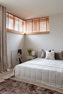 Creamy white bedspread in the bedroom