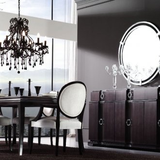 Siyah ve beyaz trendy art deco yemek odası