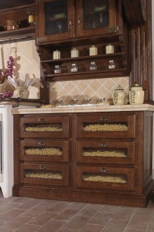 Beige Brown Country Style Kitchen Set