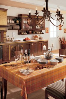 Orange and Brown Country Style Kitchen Furniture