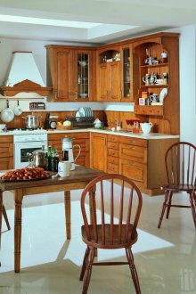 Brown and white country style kitchen
