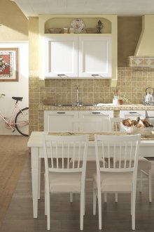Creamy white cozy country kitchen