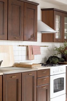Brown and white kitchen