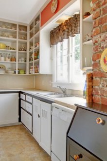 Brick wall in a country style kitchen