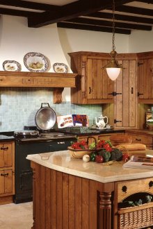 Light green apron in the country style kitchen