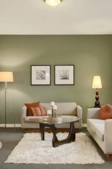 Sala branca e verde-oliva