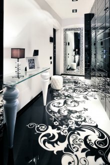 Art deco tarzında siyah beyaz oturma odası