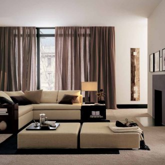 Salón de estilo constructivismo beige-marrón