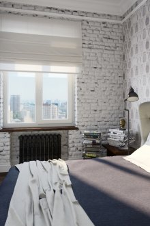 Brick wall in the bedroom
