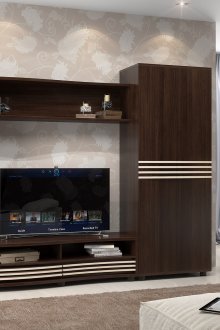 Venge duvar oturma odası iç beyaz çizgili