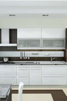 Kahverengi ve beyaz modern mutfak 18 m2