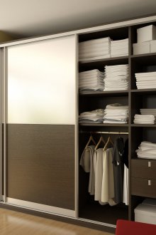 Brown and white wardrobe