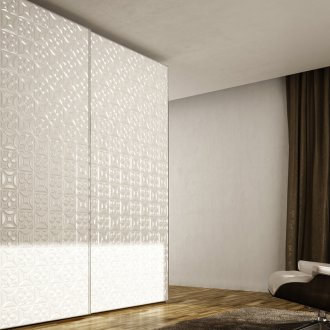 Embossed white facade wardrobe