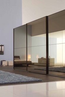Mirrored large wardrobe in the interior