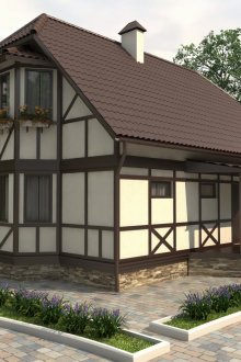 Beautiful facade of the house in the German style