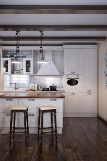 Cozy kitchen with a German-style island