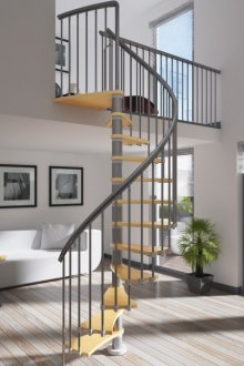 Beigegraues Treppenhaus im Innenraum