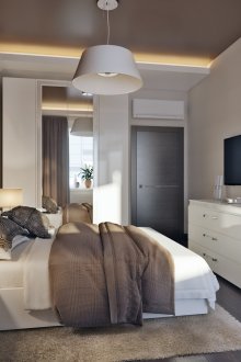 Intérieur de la chambre marron beige