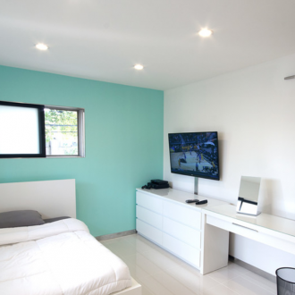 Chambre Blanc Turquoise