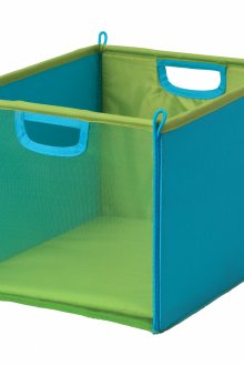 Panier à jouets vert et bleu