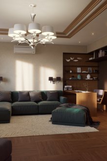 Geniş ve konforlu bir oturma odasında çalışma
