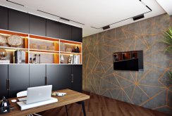 Moderní pracovna v samostatné místnosti v kontrastních barvách