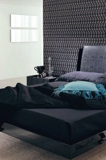 צבעים שחורים, בז 'ולבן בפנים חדר השינה.