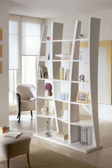 White rack for zoning the living room