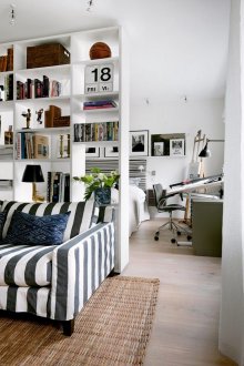 White rack in the zoning of the apartment