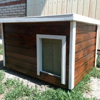 Coffre de toit plat marron et blanc pour chiens