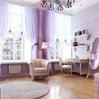 Lilac tirai Austria di bilik gadis itu