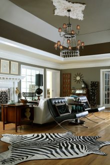 Salon aux accents éclectiques noir et blanc