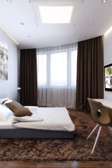 Rideaux en lin marron dans la chambre