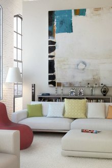 Feng shui oturma odasında iç sıradışı soyutlama